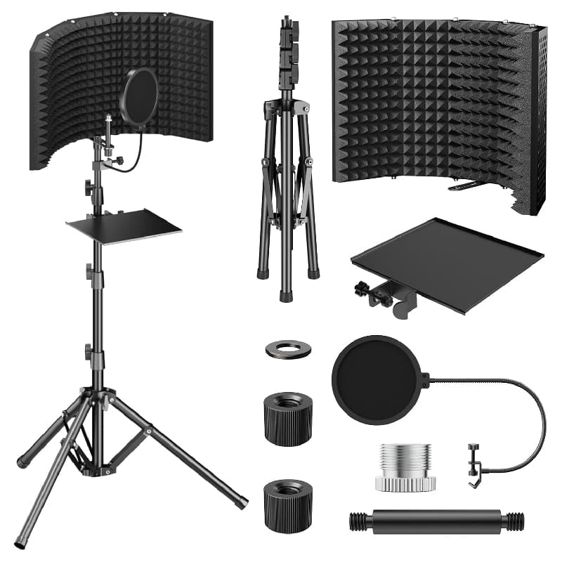 TONOR T65 – Bouclier d’isolation micro pliable avec trépied