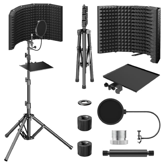 TONOR T65 – Bouclier d’isolation micro pliable avec trépied