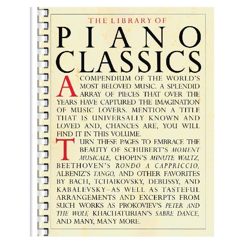 Partition piano classiques livre spiralé