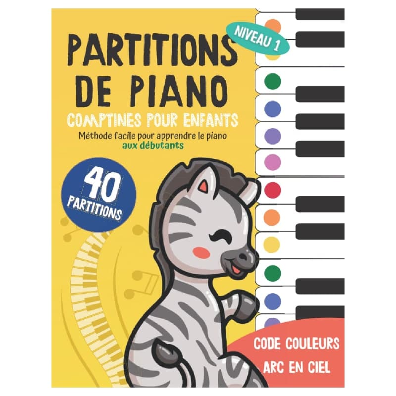 Partition piano enfant – 40 comptines faciles en code couleur