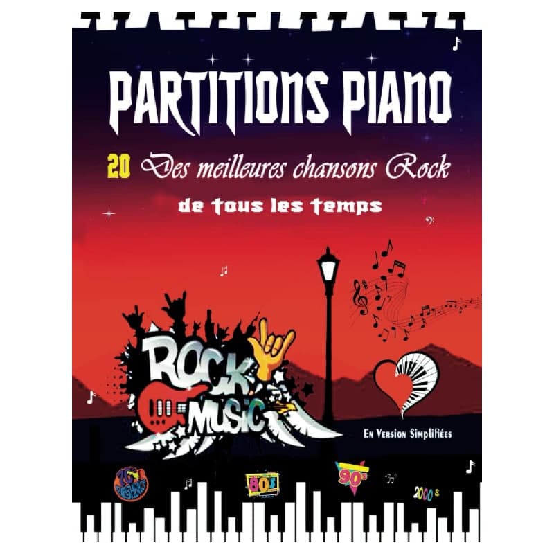Partitions piano rock simplifiées 20 chansons cultes
