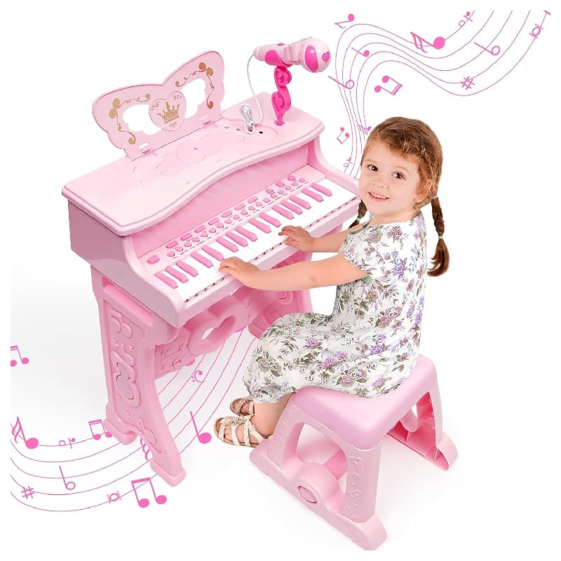 Piano pour enfants 37 touches avec micro, tabouret et lumières